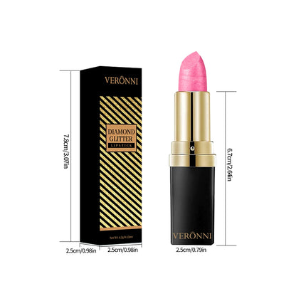 10  Colors Glitter Lipstick Waterproof Long Lasting Diamond Pearlescent Metallic Lipstick Lipgloss Women Lips Makeup Cosmetic