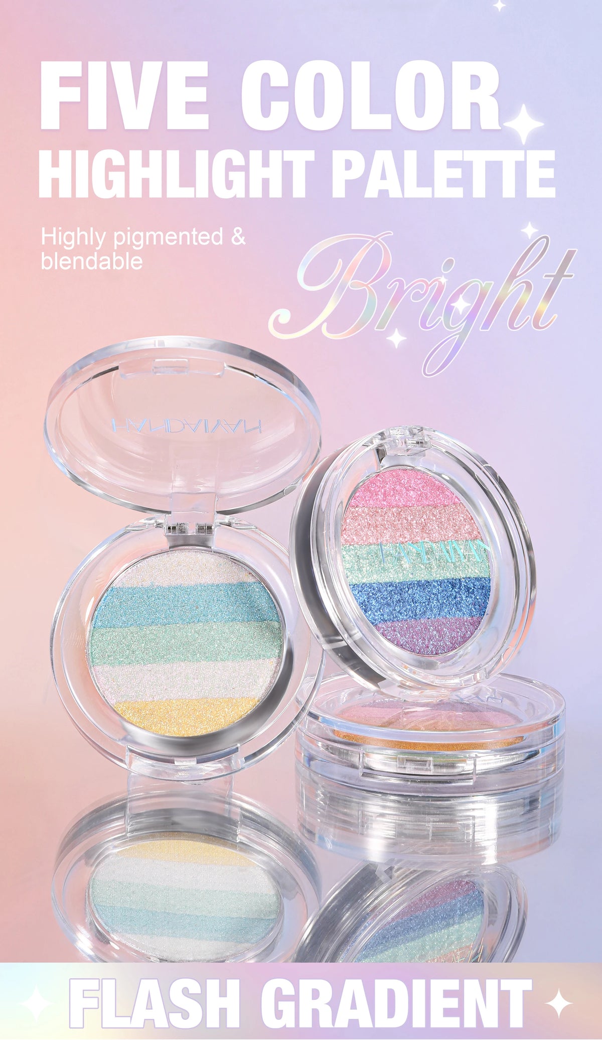 Multipurpose Pressed Powder Eyeshadow Palette Waterproof Long Lasting Highly Pigmented Rainbow Highlighter Chameleon Makeup