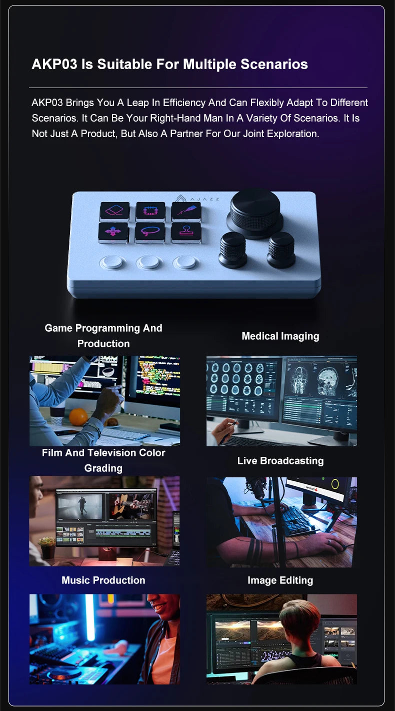 Ajazz AKP03E/153E Desktop Helper Desk Console Panel Controller Programmable Macro Custom Button Mini Keyboard Multiple Scenario