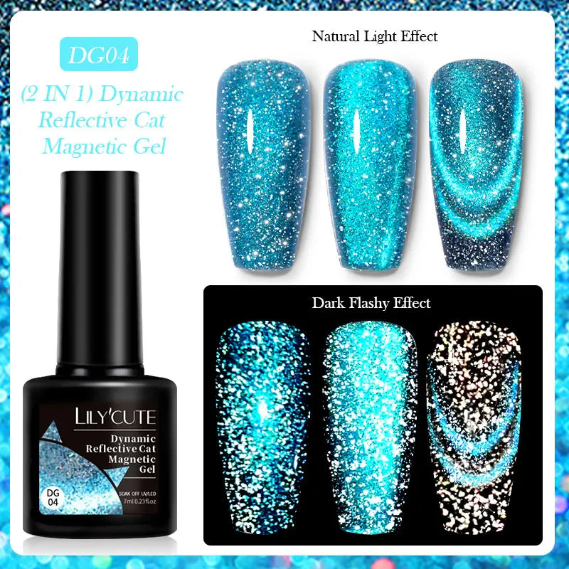 LILYCUTE 7ml 9D Cat Magnetic Gel Nail Polish Iridescent Magnet Semi Permanent Soak Off UV LED Manicure For Nail Art Gel Varnish