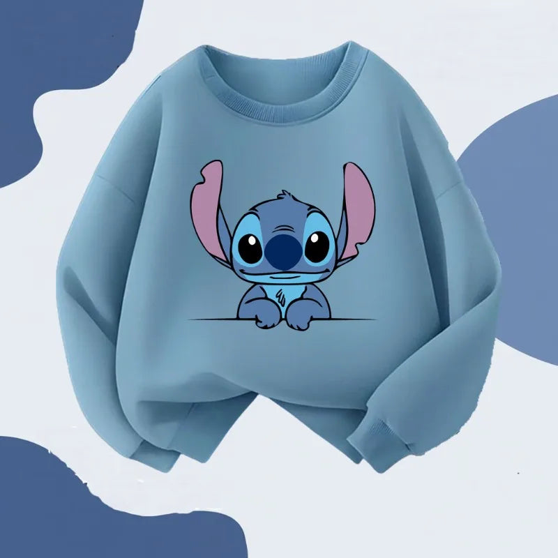 2026 Spring Children's Casual Sweatshirts Cartoon Mickey Printed Girls Long Sleeve Tops Kids Fashion O Neck Hoodies Disney
