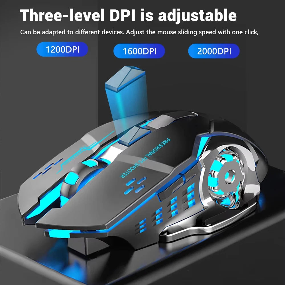 2.4G Wireless Mouse USB Bluetooth Mecha Gaming Mouse Rechargeable Silent Backlight Mice Ergonomic Office Mice Game Accessories
