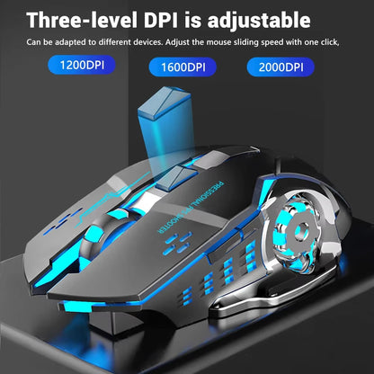 2.4G Wireless Mouse USB Bluetooth Mecha Gaming Mouse Rechargeable Silent Backlight Mice Ergonomic Office Mice Game Accessories