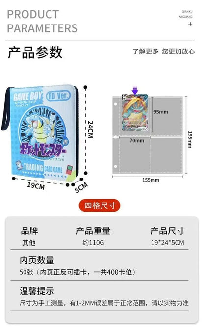 Pikachu Cartoon Anime Battle Card Booklet Zipper