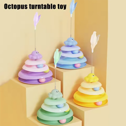 Pet Three-layer ball cat Turntable Octopus-shaped teasing cat stick to relieve boredom toys Fun Puzzle Game pet supplies