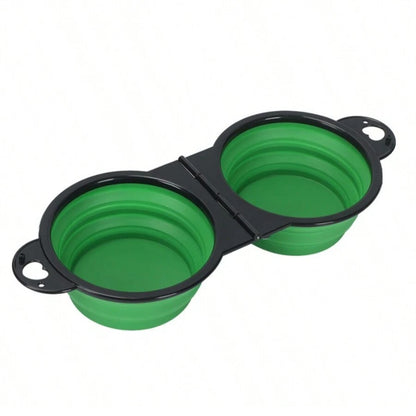 1-piece 2-in-1 Foldable Dual Bowl Feeding Bowl Portable Outdoor Travel Dog Cat Drinking Bowl Pet Supplies Outdoor Feeding Water