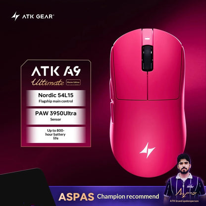 ATK DragonFly A9 Air Ultimate Wireless Gaming Mouse PAW3950 Ultra 42000DPI 750IPS 8KHz RGB Ergonomic Design for Windows MacOs