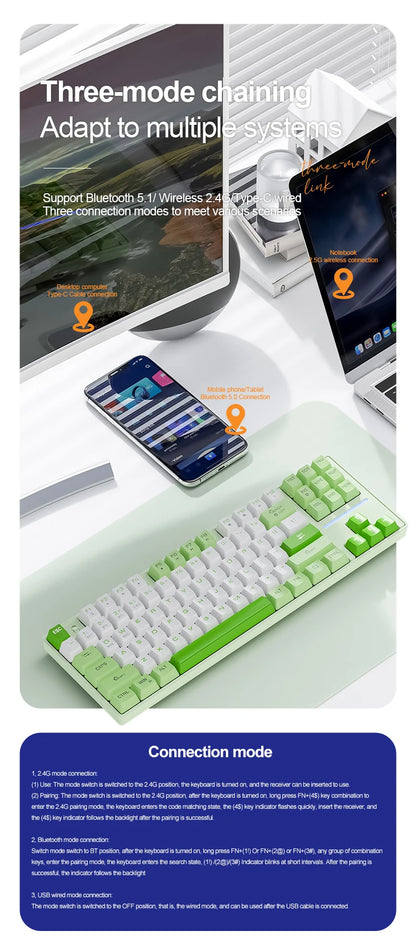 SMAILWOLF MK87 Bluetooth wireless mechanical keyboard E-sports game full key hot plug custom keyboard