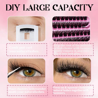 10 rows, 120 clusters of natural eyelashes, glue free eyelashes, self-adhesive false eyelashes,  makeup, eyelash extension