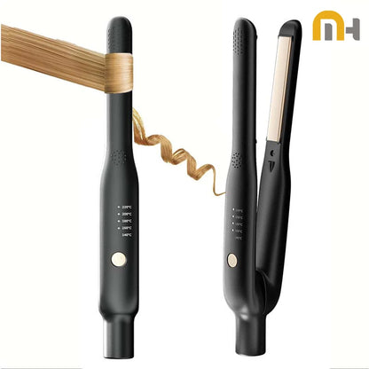 2-in-1 Mini Hair Straightener & Curler - Ceramic Fast Heating 140-220°C - Portable Flat Iron for Short Hair Travel Styling