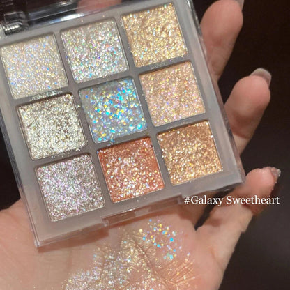 9Colors Glitter Eyeshadow Palette Earth Color Pearlescent Eye Shadow Shimmer Highlights Sparkling Sequin Blue Purple Eyes Makeup