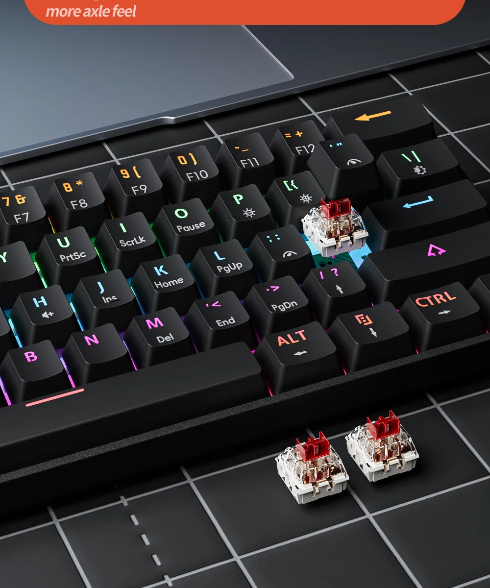 MUCAI MK61 USB Gaming Esports Mechanical Keyboard 61 Key Red Axis Wired Detachable Cable RGB Backlight Hot Swap