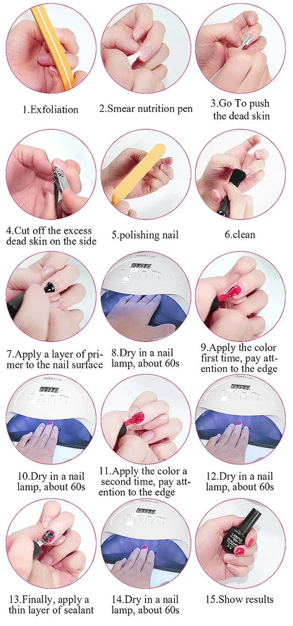 Nail Gel Polish Kit With LED Nail Lamp Semi-Permanent 27 Colors Soak Off Base&Top Coat Varnish Manicure Set For Nails Salon Kit