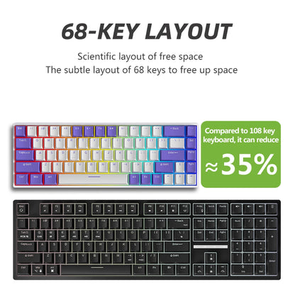 G68 Gaming Mechanical keyboard Wireless/Bluetooth Hot-Swappable 65% Keyboards Customized RGB Backlit for Gamer Tablet Computer