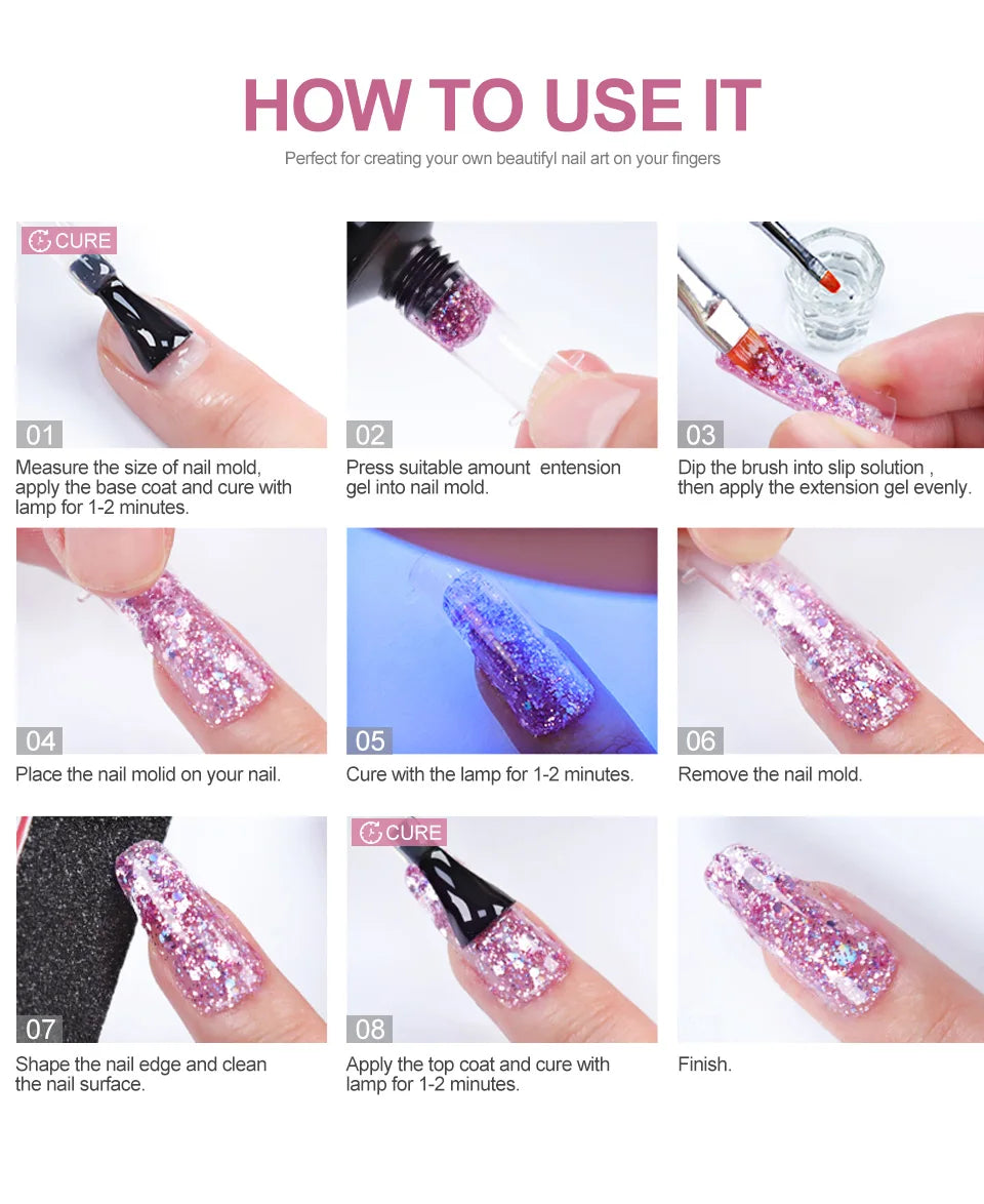 LIMEGIRL 15ml Nail Extension Gel Set Quick Extend Mold Nail Kit Gel Set For Manicure Tools Vernis Semi Permanent Set