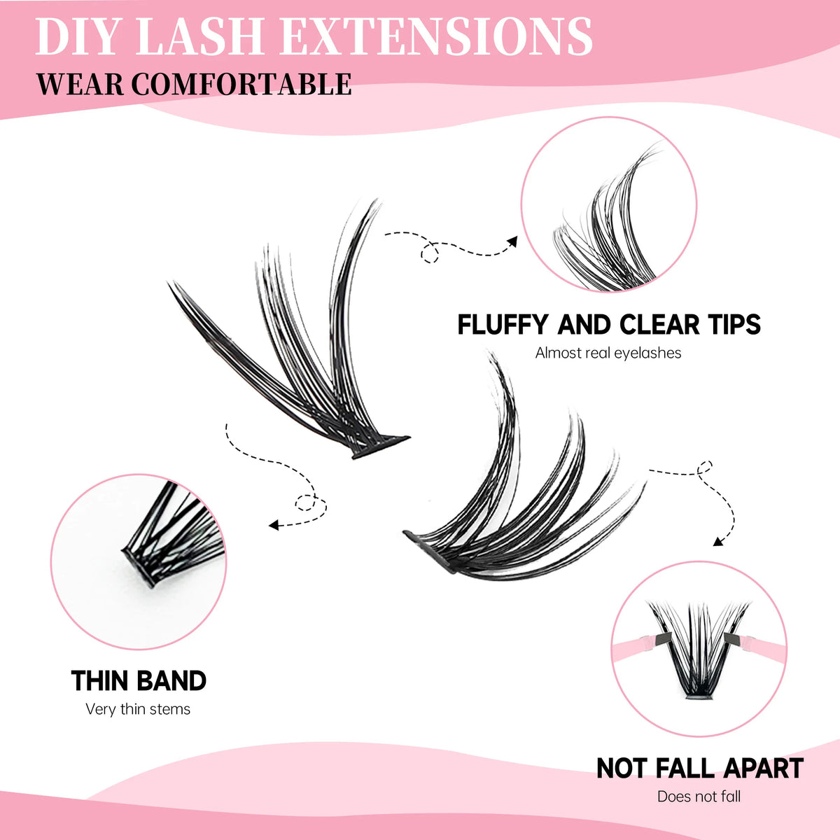 Eyelashes 200 PCS Clusters Lash Bond and Seal Makeup tools DIY Lashes Extension kit for gluing Lashes Gluing Glue Accessories
