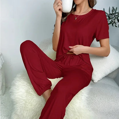 Suit Women's Clothing Family Clothing Summer Comfortable Casual Fashion Pajamas And Pants Set Two-piece