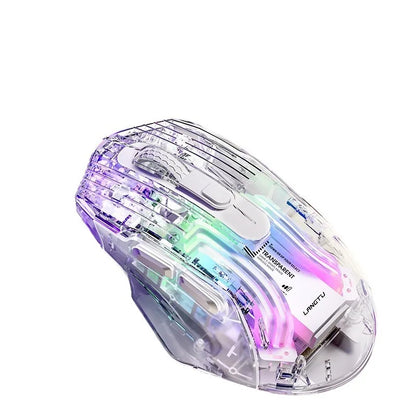 LANGTU G4 Three Mode RGB Bluetooth Wireless Mouse - Desktop Laptop Gaming Office Silent Transparent Mouse