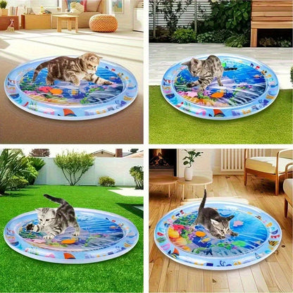 Thickened Large Square Scratch-Resistant Pet Inflatable Water Bed Toy, Pet Interaction Cooling, water spraying, and ice cooling
