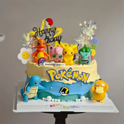 13PCS/SET Pikachu Cake Topper Decoration Boy Girl Happy Birthday Cute Poke Boll Vinyl Anime Figure Cake Ornaments Bake Supplies