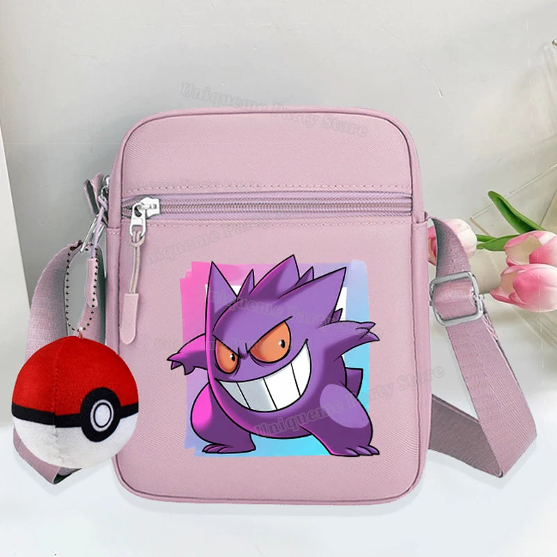 Cartoon Pokemons Gengar Phone Crossbody Bag Pikachus Squirtle Charmander Shoulder Bags Boy Girl Anime Outdoor Sport Chest Packs