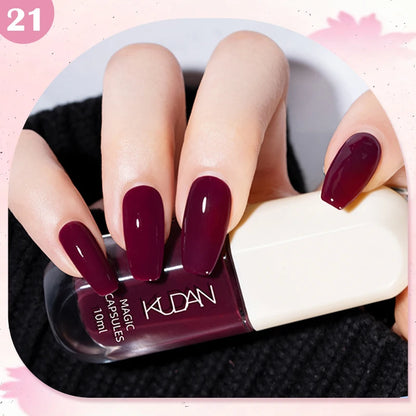 KUDAN Dark Burgundy Nail Polish, Alcohol-Free - Long-Lasting Formula Quick Drying Without Lighting, Glossy And Shiny Surface