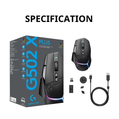 Logitech G502 X PLUS LIGHTSPEED Wireless Gaming Mouse, 25K Hero, 8K Polling, RGB Lighting, Programmable eSports Mouse