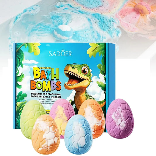 6PCS Bath Bombs for Kids Toddler with Dinosaur Eggs Inside, Fizzy Spa Balls Gift Set, Handmade Bubble Fun Relaxing Holiday Gift
