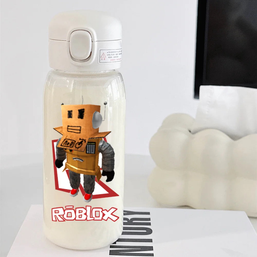600ml Game Roblox Transparent Straw Water Cup Portable Large Capacity Straw Water Bottle Student Water Cup Plastic Sports Cup