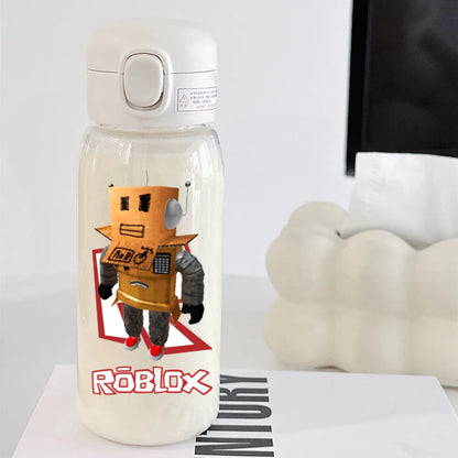 600ml Game Roblox Transparent Straw Water Cup Portable Large Capacity Straw Water Bottle Student Water Cup Plastic Sports Cup