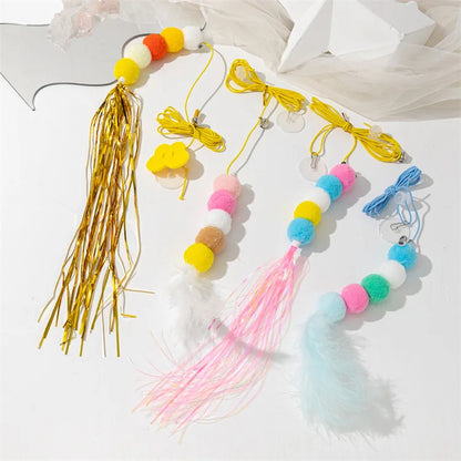 Swinging On The Swing Hanging The Door Cat Teaser Stick Elastic Rope Extendable Cat Toy