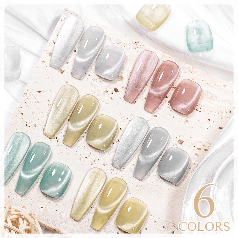 MSRUIOO 8ml Moonlight Cat Magnetic Nail Gel Polish Glitter Pink Silver Semi Permanent French Style Nail Art UV/LED Gel Varnish