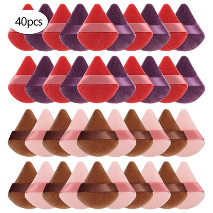Mini Triangular Powder Puff 40-80Pcs, Apply Loose Powder by Gently Pressing It onto the Face to Achieve a Setting Effect