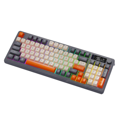 FREEWOLF M96 Wireless Dual-Mode Keyboard with Intelligent Screen,2000mAh Battery & PBT Keycaps,Compatible with Multiple Systems