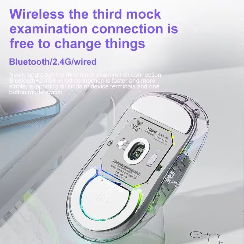 AULA SC660 Wireless Bluetooth Mouse E-sports Mouse Three-Mode Connection Lightweight Mouse Type-C Charging Game Office Girls Boy