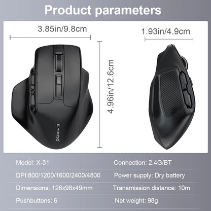 E-YOOSO X-31 Pro USB Gaming Large Mouse Support Bluetooth 2.4G Wireless PAW3212 4800 DPI for gamer Mice computer laptop PC