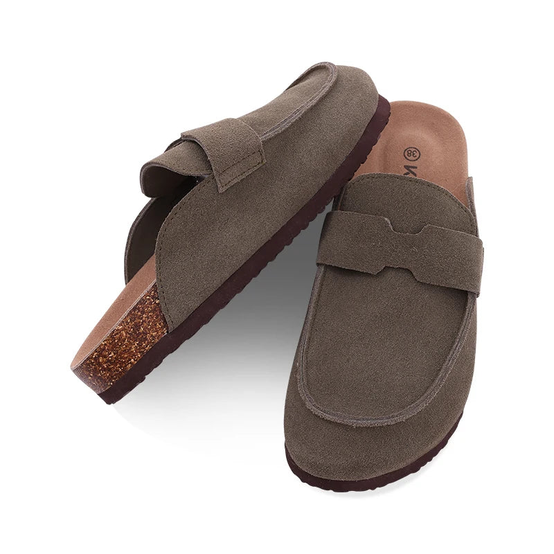 Litfun New Women Clogs For Women Fashion Cork Suede Mules Slipper Classic Cork Antislip For Outdoor Slippers With Arch Support