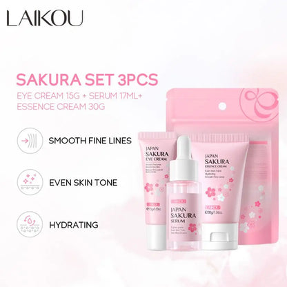LAIKOU Japan Sakura Skin Care Set: 5-Piece Hydrating & Brightening Kit