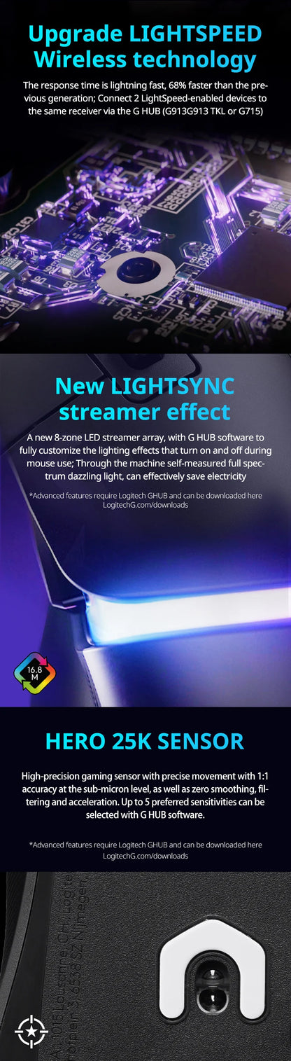 Logitech G502 X PLUS LIGHTSPEED Wireless Gaming Mouse, 25K Hero, 8K Polling, RGB Lighting, Programmable eSports Mouse