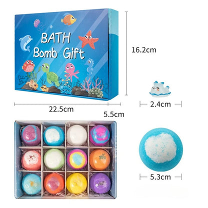 New 12PCS Ocean Toy Bath Salt Bombs, Bubble Bath Balls for Adults & Kids, Fun Educational Bath Toys Party Favor Set
