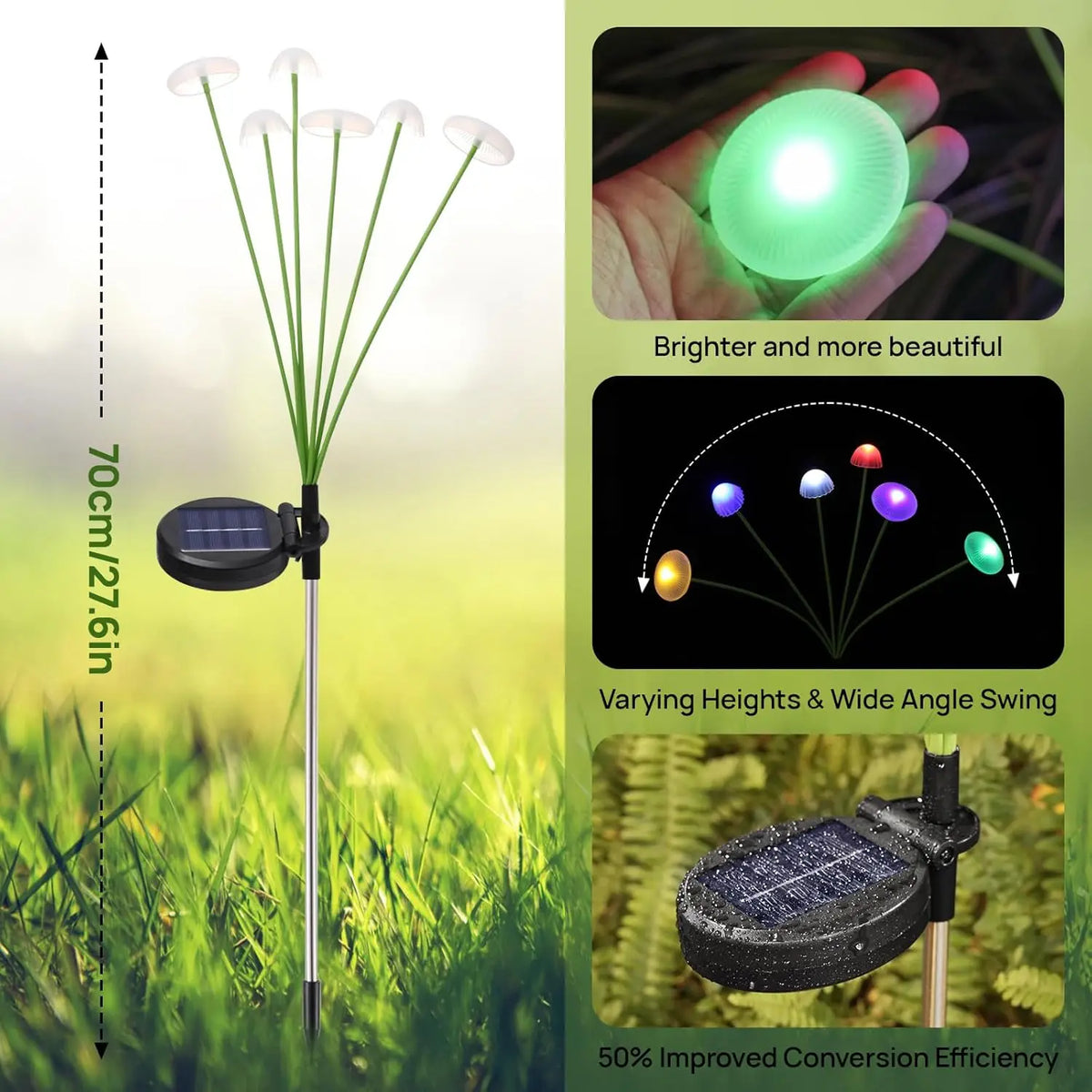 Solar Garden Lights Dual Mode LED Solar Mushroom Lights Waterproof Decor Yard Patio Pathway Jellyfish for Garden Ambiance