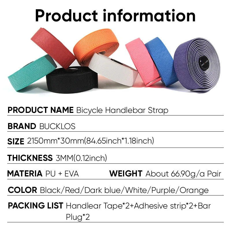 BUCKLOS Bicycle Handlebar Tapes Road Bicycle Handlebar Tape Anti-slip Waterproof Cycling Bar Wrap Road Bike Accessories