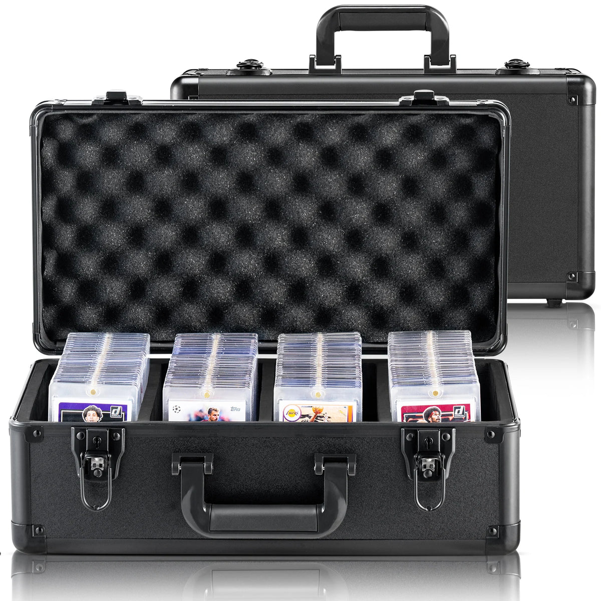 SucceBuy Graded Card Storage Box 4 Slots or 5Slots with Key Lock or Coded Lock Foam Dividers for 96/108/120/162 PSA Graded Cards