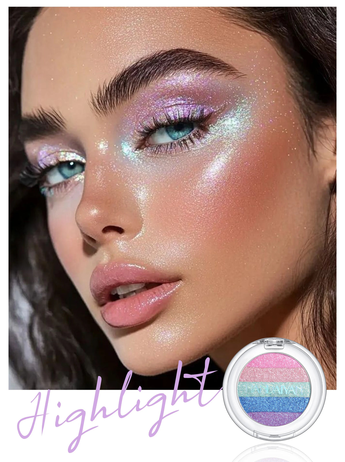 Multipurpose Pressed Powder Eyeshadow Palette Waterproof Long Lasting Highly Pigmented Rainbow Highlighter Chameleon Makeup