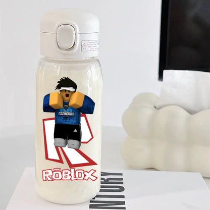 600ml Game Roblox Transparent Straw Water Cup Portable Large Capacity Straw Water Bottle Student Water Cup Plastic Sports Cup
