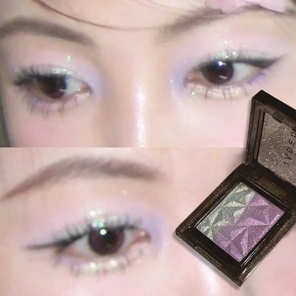 Chameleon Gradient Eyeshadow Palette Glitter Smokey Silver Blue Highlighter Metallic Pearlescent Eyes Makeup Lasting Brightening