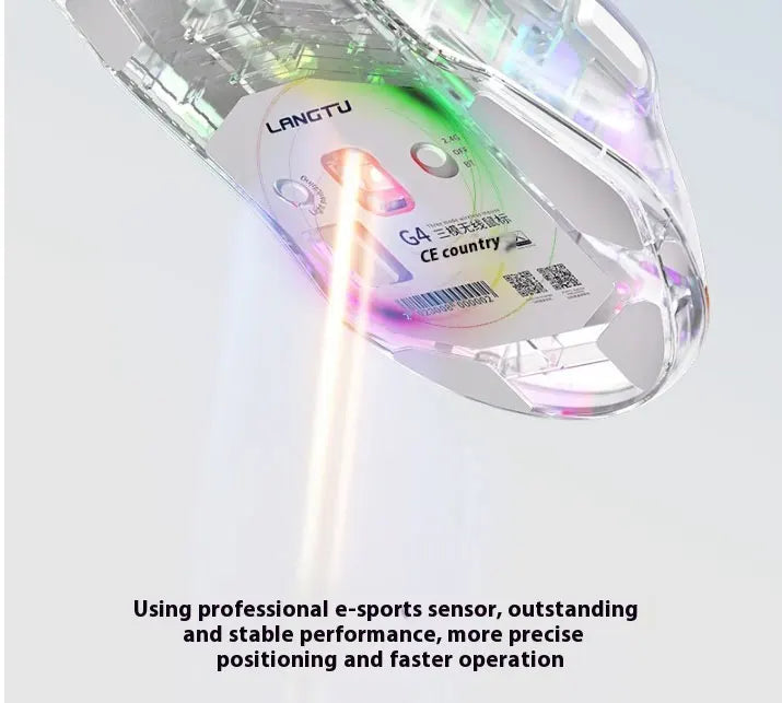 LANGTU G4 Three Mode RGB Bluetooth Wireless Mouse - Desktop Laptop Gaming Office Silent Transparent Mouse