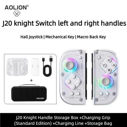 Aolion J20 Knight Wireless Gamepad with Left And Right Switch Hall Joystick Motion Sensing Custom For NS Joycon Game Accessories