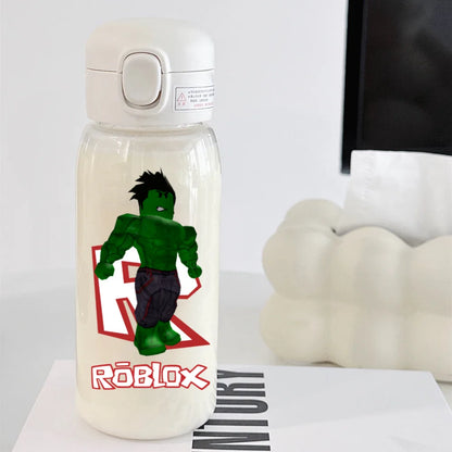 600ml Game Roblox Transparent Straw Water Cup Portable Large Capacity Straw Water Bottle Student Water Cup Plastic Sports Cup