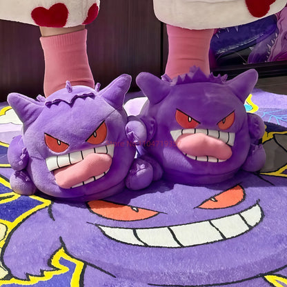 Pokemon Gengar Slippers Funny Tongue Out Design Soft Sole Cute Cozy Winter Warm Indoor Couple Home Wacky Slippers Toy Gifts